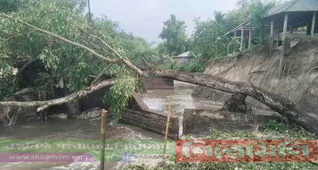 নীলফামারীতে স্লুইসগেট ধসে নদীগর্ভে বসতবাড়ি