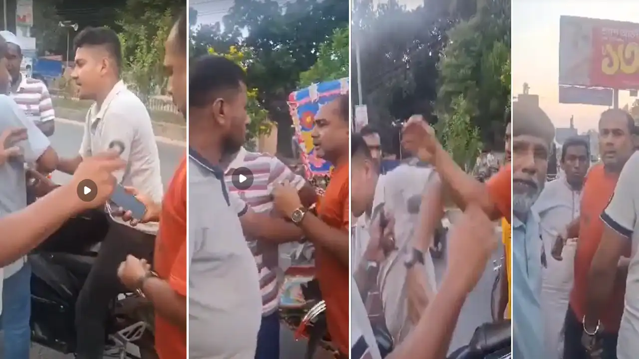 মাগুরায় প্রকাশ্যে পুলিশ সদস্যকে সড়কে গতিরোধ করে মারধর